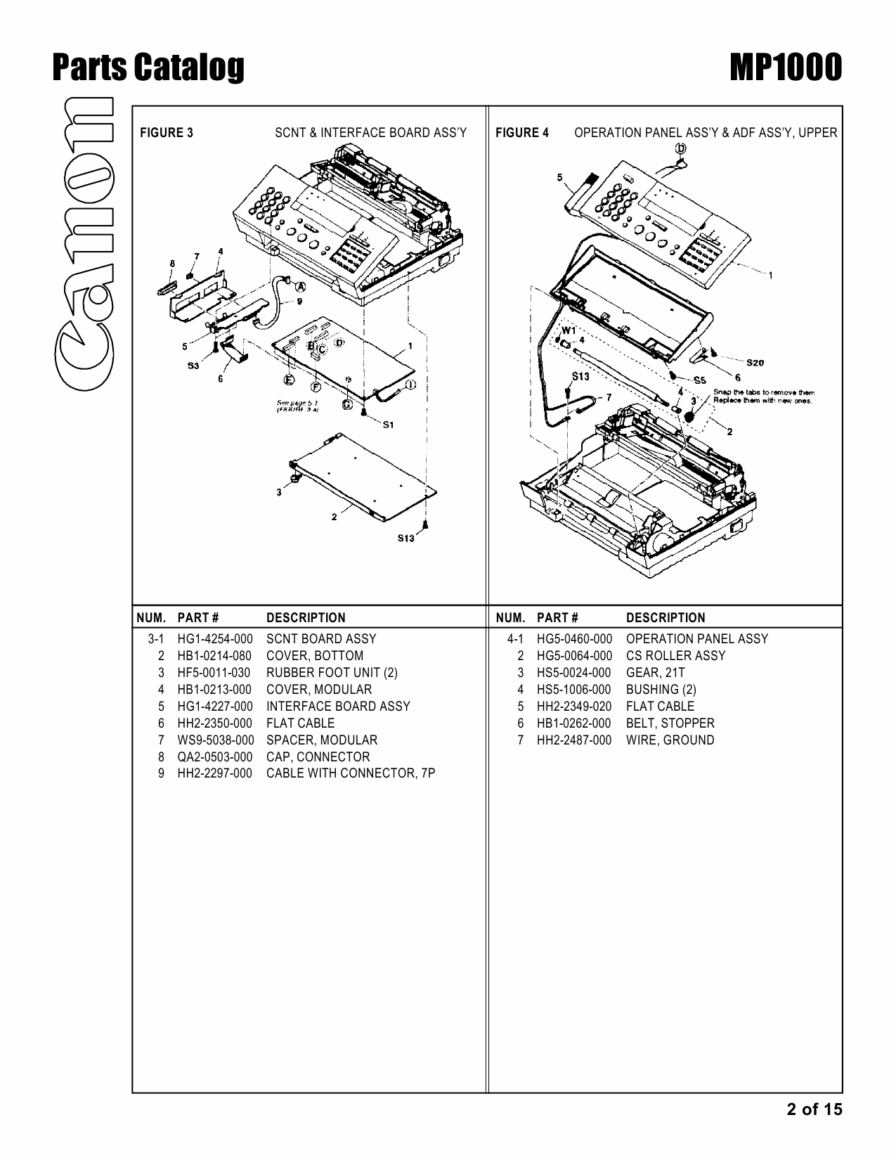 Canon MultiPASS MP-1000 Parts Catalog Manual-2